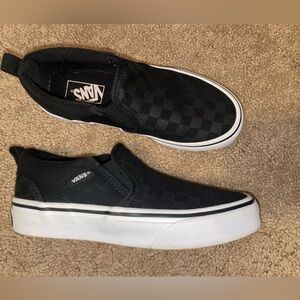 Vans Kids Black Checkerboard Slip-On Sneakers